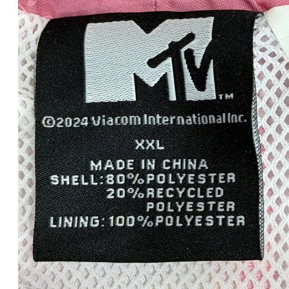 MTV Mens Pink Yellow Logo Print Swim Trunks Board Shorts XXL Retro 2024 Y2K